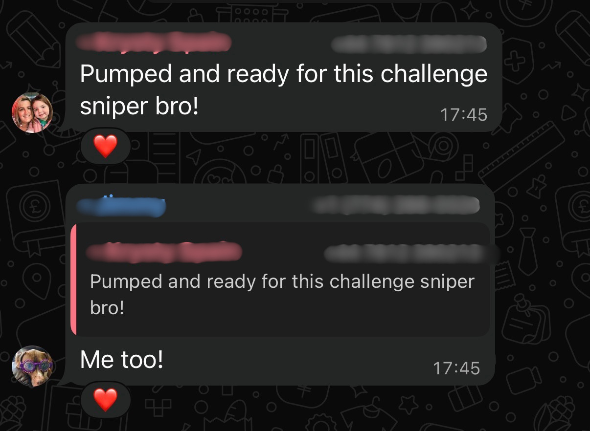 Community reaction screenshot from previous challenge